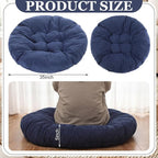 Extra Large Floor Pillow 35 Inch Round Floor Meditation Cushion Papasan Swing Cushion for Adults Oversized Playroom Pillows Big Pillow for Yoga Living Room Sofa Balcony(Dark Blue, Classic)
