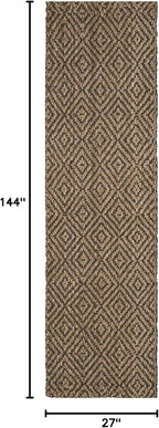 SAFAVIEH Natural Fiber Collection Runner Rug - 2'3" x 12', Natural & Grey, Handmade Jute, Ideal for High Traffic Areas in Living Room, Bedroom (NF181D)