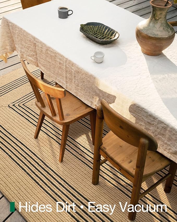 LUMI 8x10 Jute Area Rug for Living Room, Natural Braided Woven Rugs Non Slip, Neutral Carpets No Shedding, Durable for High Traffic, Dining Room, Indoor, Outdoor, Patio