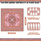 Boho Picnic Blankets 80''x 80'' Extra Large Beach Blanket Waterproof Sandproof Foldable Machine Washable Vintage Grass Lawn Park Mat for Family Camping Party Music Festival