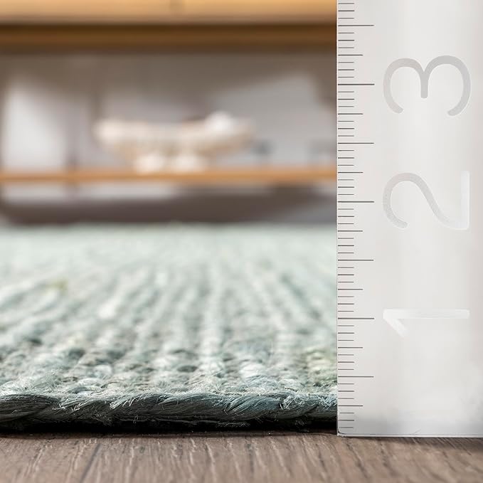 Nuloom Rigo Handmade, Green, 2'6" x 6', Hand Woven, Farmhouse, Jute, Soft and Textured, High Traffic, Stain Resistant, Easy Clean, Durable Area Rug for Bedroom, Living Room, Dining, Den, Foyer