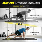 bemaxx Gym Mats Set - 18 pcs EVA Interlocking Foam Floor Tiles (12.6"x12.6"x0.4") 18sqft Protective Gym Flooring Sports Home Workout Exercise Mats Puzzle Garage Fitness Play-Room Pool Treadmill Bike