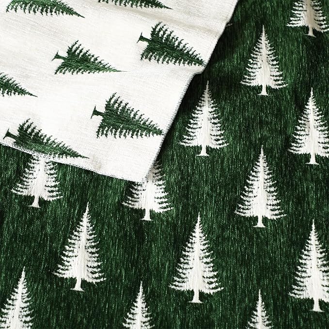 Floral Chenille Throw Blanket 50 x 60'' Farmhouse Vintage Boho Flower Blanket Soft Throw for Couch Bed Sofa Chair Living Room Outdoor Woven Decorative Home Gift(Brown)(Christmas Tree,Green)
