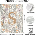 JXREQ Throw Blanket Initial Letter S Personalized Monogrammed Gifts for Women Teen Girls Frends, Boho Floral Throw Blankets for Bed Sofa Living Room Office, 50x60 Inch