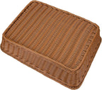 Yarlung 2 Pack Woven Bread Basket, Plastic Wicker Fruit Baskets 15.7 x 11.4 Inch, Imitation Rattan Food Serving Trays for Vegetables, Kitchen, Restaurant, Outdoor, Brown