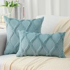 decorUhome Spring Throw Pillow Covers 20x20 Inch Set of 2, Soft Plush Faux Fur Wool Aqua Accent Couch Pillow Covers for Modern Farmhouse Bed Sofa Living Room