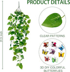 Sggvecsy Fake Hanging Plants 2 Pcs Artificial Hanging Plants Fake Ivy Vine Faux Pothos Vines Artificial Ivy Leaves Greenery Plant for Room Patio Home Indoor Outdoor Shelf Wall Garden Decor(No Baskets)