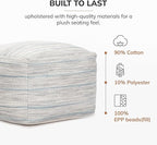 Anji Mountain Pouf Ottoman Foot Rest, Handmade Ottoman Pouf, Comfortable Foot Stool, Decorative Floor Seating for Living Room Decor, Bedroom & Home Décor Accent - Joya Gray