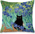 William Morris Floral Black Cat Pillow Covers 18x18, Cat Lovers Mom Grandma Gifts for Mother's Day, Blue Floral Cats Decorative Pillow Covers for Home Bedroom Living Room Office Decor