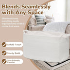 Goodpick 85L Large Woven Blanket Basket 23.6" x 15.7" x 13.8" Cotton Rope Storage Baskets for Organizing, Soft Dirty Clothes Basket for Bedroom Bathroom, Toy Baskets Storage Kids, White