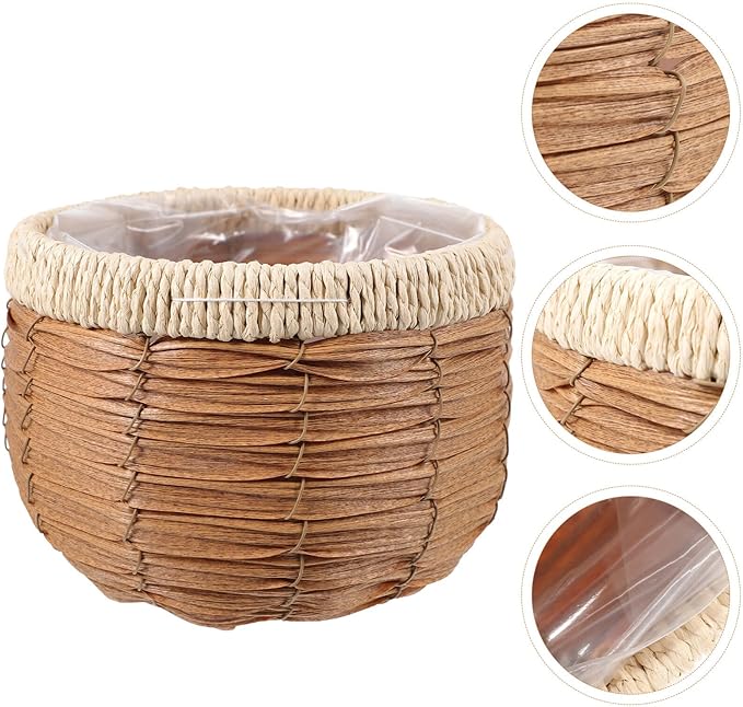 GANAZONO Woven Planter Basket Natural Rattan Plant Pot 7.28X7.28X5.31In Handwoven Multi-Purpose Flower Container for Indoor Outdoor Decor and Storage
