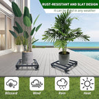2 Pack 12 Inch Metal Plant Caddy with Wheels, Square Rolling Plant Stand Heavy Duty Indoor Outdoor Planter Dolly, Plant Pot Mover for Large Flower Pots and Planters, 380 Lbs