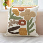 Boho Pillow Covers 18X18 Inch Decorative Fall Floral Throw Pillow Covers Tufted Cushion Cover Farmhouse Pillow Case for Couch Sofa Bed Living Room Bedroom, Rust/Mustard/Beige