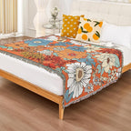 Erke Chair Recliner Cover Boho Throw Blanket Hippie Living Room Decor Wall Tapestry Outdoor Picnic Camping Rug Mattress Beach Towel Sofa Furniture Slipcover Bohemian 50”x70” Orange Florals