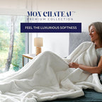 Mon Chateau 60" x 70" Serenity Flannel Throw Blanket, Stripe Print Soft Blanket for Queen-Size Bed, Couch, or Sofa, Cozy Home Decor and Stylish Living Room Comfort, Meadow Loom