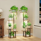LATIBELL Plant Stand Indoor with Grow Light - 2 Pack Metal Plant Shelf for Indoor Plants Multiple, 5 Tiered Corner Plant Stand Shelves, Plant Rack Display Flower Holder for Living Room Patio Balcony