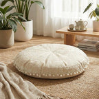 Mandala Life ART Bohemian Floor Cushion Cover –24 inches - Room Décor Decorative Round Pillow Case for Meditation, Yoga, and Boho Chic- Seating Area