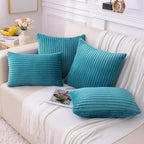 Simmore Decorative Spring Euro Sham Throw Pillow Covers 22x22 Set of 2, Soft Natural Plush Flannel Double-Sided Fluffy Couch Pillow Covers for Sofa Living Room, Teal
