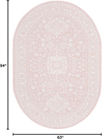Rugs.com Outdoor Aztec Collection Rug – 5' x 8' Oval Pink Flatweave Rug Perfect for Living Rooms, Large Dining Rooms, Open Floorplans