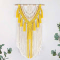HVEST Yellow Macrame Wall Hanging Boho Wall Decor Handmade Woven Tapestry for Bedroom Living Room Dorm Nursery Bathroom Home Modern Decor Artwork, 29.9L X 15.7W inches