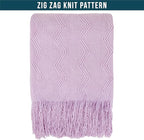 PAVILIA Lavender Purple Knit Throw Blanket for Couch, Twin Bed, Soft Knitted Farmhouse Sofa Throw for Living Room, Lightweight Decorative Summer Blanket for Chair, Outdoor Textured Boho Blanket, 60x80