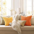 Topfinel Fall Burnt Orange Decorative Throw Pillows Covers 20x20 Inch Set of 4,Rustic Corduroy Square Pillow Cases,Western Farmhouse Cushion Cover for Couch Sofa Bedroom(Terracotta,Rust,Yellow)