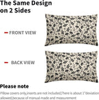 Black Floral Pillow Covers 12x20 Set of 2 Vintage Rustic Old Style Cute Small FlowerBlack Cream Print Decorative Outdoor Pillowcases Farmhouse Throw Cushion Case Decor for Couch Sofa Bed