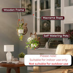 EIGEN Hanging Planters for Indoor Plants - with Self Watering Pots for Indoor Plants (Included), Comes with Macrame Plant Hanger Cord, Cat Decor Planters with Plant Pots (2 Set)