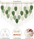 Weldomcor Large Macrame Wall Hanging, Boho Leaves Macrame Tapestry Wall Decor Handmade Woven Hanging Decor Chic Bohemian Wall Art Home Decoration for Bedroom Living Room Nursery Office 51.5"W x 33.5"L