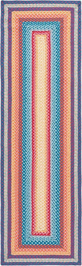 SAFAVIEH Washable Rug Outdoor Braided Collection - 2'3" x 8' Runner, Red & Orange, Handmade & Reversible, Non-Shedding & Easy to Clean, Ideal for Patio, Backyard, Mudroom (BRD308Q)