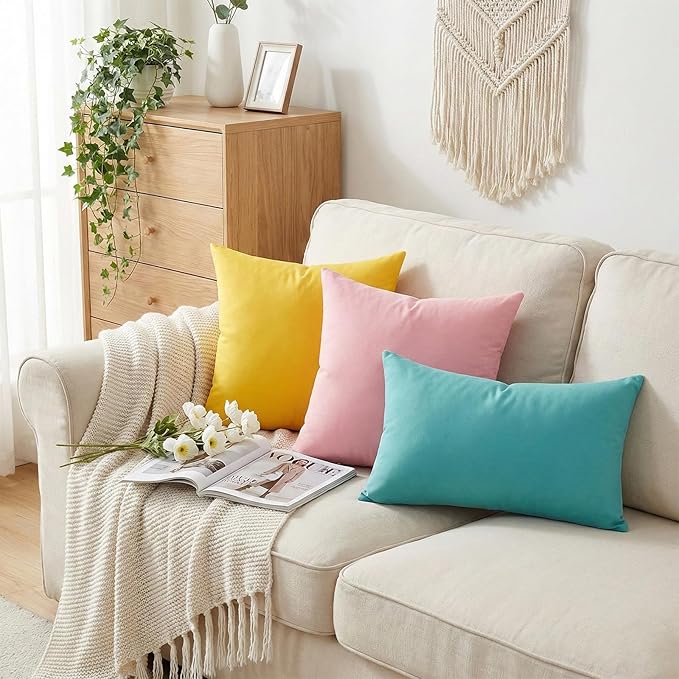 4-Pack 100% Cotton Lumbar Comfortable Solid Decorative Throw Pillow Case,Thmyo Rectangle Cushion Cover Pillowcase Sublimation Blank Pillow Covers DIY Throw Pillowcase(12x20inch/30x50cm, Green)