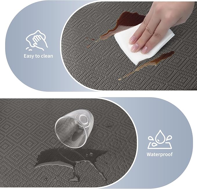Mattitude Kitchen Mat 2PCS Kitchen Rugs Cushioned Anti-Fatigue Rug Waterproof Standing Desk Mat Kitchen Mats for Floor Kitchen Rug Set for Kitchen, Sink, Office 17.3"×30"+17.3"×59"-0.47inch Dark Grey