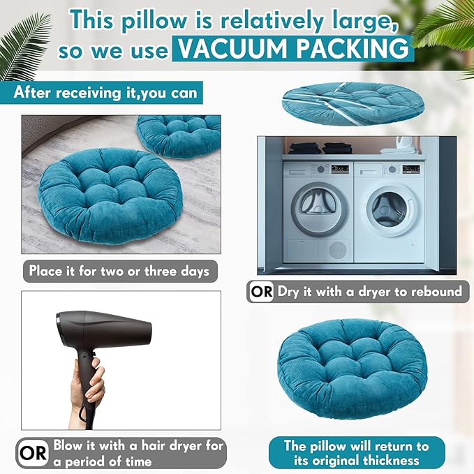 Jerify Floor Pillow Cushions Large Round Square Large Meditation Floor Pillow for Classroom Adult Meditation Picnic Party Seating Learning Daycare School(Round,Aquamarine,4 Pcs)