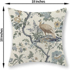 Chinoiserie Pillow Covers 18x18 Set of 2 Blue Bird Floral Throw Pillows Vintage Blue Green Flowers Decorations Outdoor Pillowcase Chinoiserie Decor Farmhouse Cushion Case for Couch Home