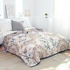Boho Throw Blanket for Bed 100% Cotton Ultra Soft Rustic Quilt Floral Farmhouse Decor Bed Spring Blanket,80"x90" All Season Rustic Throw for Sofa Couch Chair