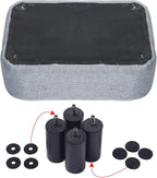 IBUYKE 16.54" Small Footstool Linen Fabric Pouf Ottoman Footrest Modern Home Bedroom Rectangular Stool, with Padded Seat Pine Wood Legs, Gray Blue RF-BD214-D