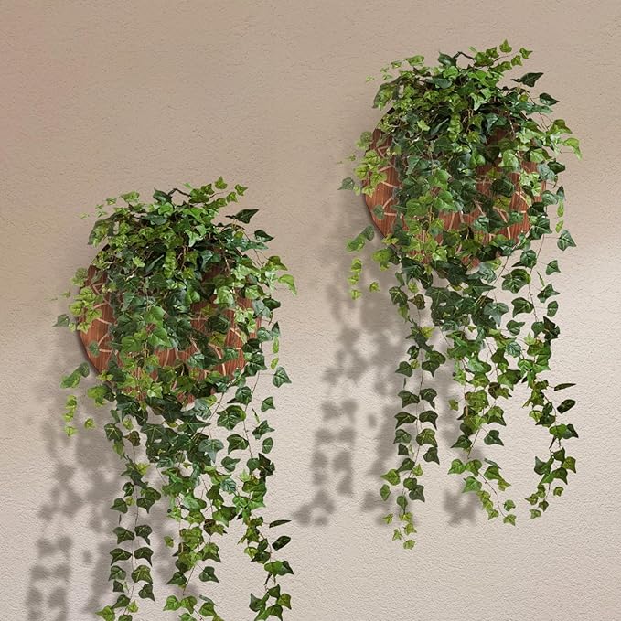 Set of 2 Wall Planter for Indoor Plants, Hanging Planter for Artificial Flower Plants，Modern Farmouse Wall Decor for Living Room Bedroom Kitchen Bathroom Dining Room (Brown)