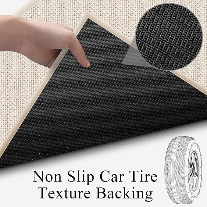 Carpet Runners for Hallway 6ft Washable, Braid Jute Kitchen Floor Runner Sink Mat Absorbent, Small Farmhouse Kitchen Carpet, Beige