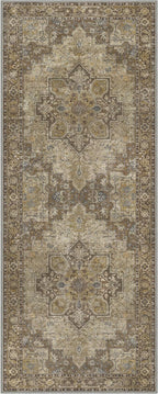 GENIMO 2'6''x6 Runner Rugs for Hallway, Machine Washable Non Slip Vintage Rugs, Low Pile Lightweight Soft Print Rug for enrtyway, Corridor, Home Office, Kitchen, Rustic Brown