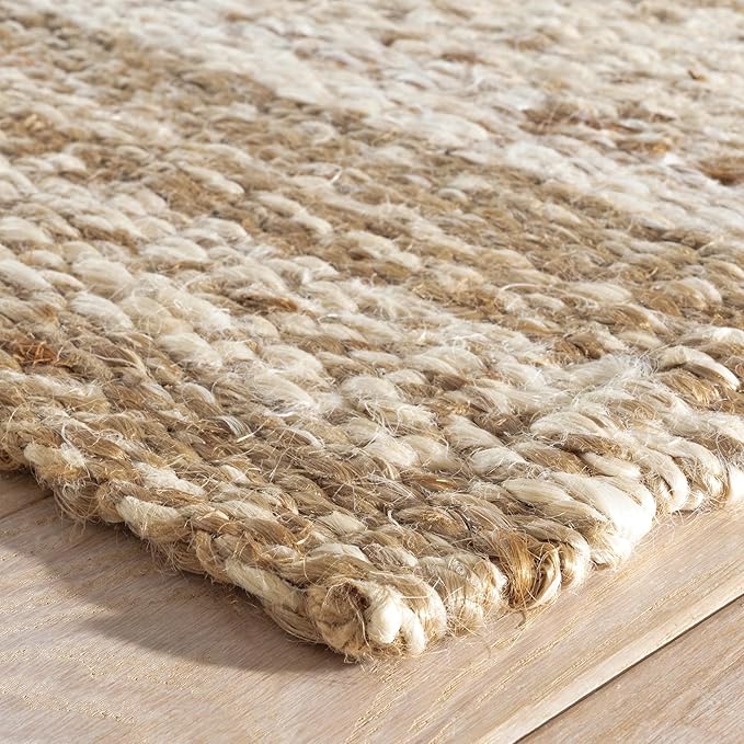 Dash and Albert Lewis Natural Handwoven Jute Rug, 5 X 8 Feet, Neutral/Brown Stripe Pattern - Premium Luxury Hotel Quality Soft Breathable Hypoallergenic Machine Washable Easy Care All Season