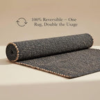 Charcoal Gray 4X6 Jute Rug Braided Construction - Farmhouse Woven Carpet - Mid-Century Modern Floor Covering for Bedside, 4' x 6'