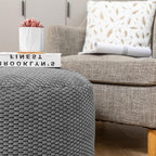 Pouf Ottoman Stuffed High Density Filler Velvet Floor Pouf Round Foot Stool 20 * 12 Inches Ottoman Foot Rest for Living Room, Home Decor (Dark Gray)