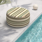 Indoor/Outdoor Inflatable Ottoman, All Weather Ottoman Pouf D31 x H14 inch, Round Foot Rest Ottomans Portable Footstool for Patio, Garden, Porch, Home,Stripe Onyx