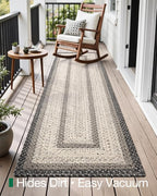LUMI 3x7 Runner Rug Non Slip for Hallway, Natural Rustic Carpet No Shedding, Farmhouse Braided Area Mat Indoor High Traffic for Living Room, Entryway, Kitchen, Laundry
