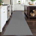 EARTHALL Long Runner Rug 3x12 Ft Washable Runners for Hallways Cotton Non Slip Entryway Runner Braided Kitchen Runner Indoor Outdoor Carpet Runners for Entryway, Hall, Foyers, Charcoal Gray