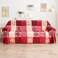 Bohemian Chenille Jacquard Tassel Throws - Reversible Red&Pink Maple Leaf Design for Boho Hippie Vibes - Oversized Blankets for Large Couch, Furniture, Sofa, Chair…