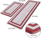 Mattitude Kitchen Mats Set of 2 Cushioned 0.47 inch Thick Rugs Non-Skid Waterproof Mats and Ergonomic Comfort Standing for Floor, Office, Sink,Laundry,Red