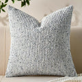 Decorative Couch Throw Pillow Covers 20x20 Blue Striped Soft Wool Pillow Covers Neutral Textured Boho Cushion Covers for Modern Farmhouse Sofa Bedroom Living Room Decor SY011-C20