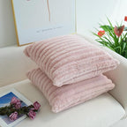 JOJUSIS Pack of 2 Faux Fur Plush Decorative Throw Pillow Covers Couch Cushion Case Soft Pillowcases (Pink, 16 x 16-Inch)