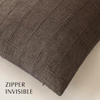 Foindtower Set of 2 Decorative Linen Check Throw Pillow Covers Neutral Farmhouse Vintage Cushion Covers Modern Boho Home Decor for Sofa Chair Couch Bedroom Living Room,26×26 Inch,Dark Brown